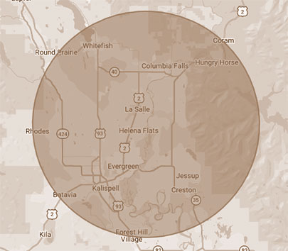 Three Rivers Lawncare service area, columbia falls, kalispell, whitefish, bigfork montana